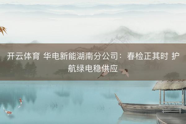 开云体育 华电新能湖南分公司：春检正其时 护航绿电稳供应